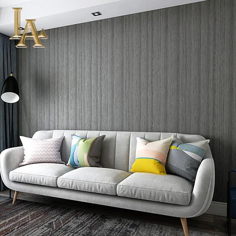 

Rustic Straw Texture Pure color Wallpaper Modern Simple Plain Retro Non-woven Classic Solid Wall Paper Bedroom Decor,Grey,Beige