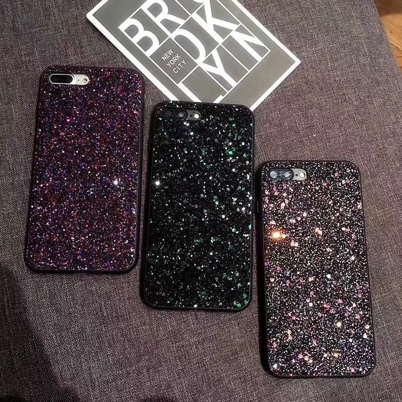 Роскошные модные блестящие Сияющие Чехлы для iPhone 6 6S 7 plus 8 Plus задняя крышка из ТПУ