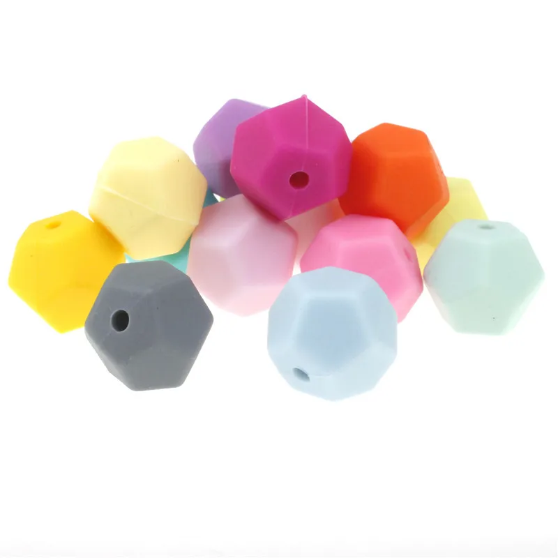 

50PC Round Pentagon Silicone Teething Beads Food Grade Baby Chewing Silicon Teether Beads For Jewelry Making Dental Gift