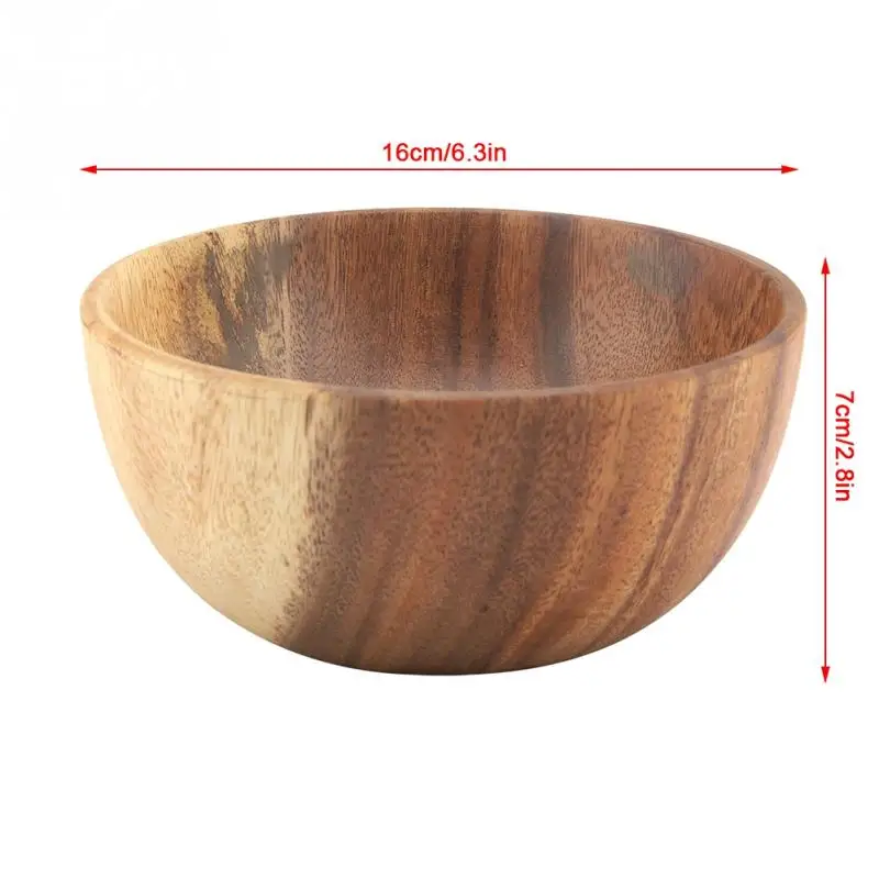 Твердая Деревянная миска для салата супа риса ручной работы деревянная миска кухонная утварь - Цвет: 16x7cm