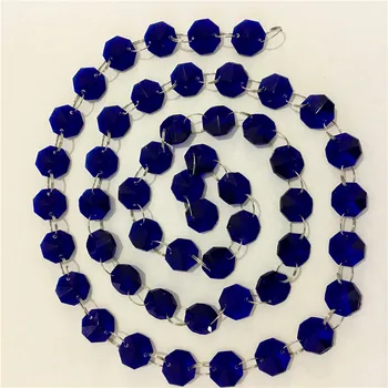 

14mm 5 Meters Glass Crystal Dark Blue Octagon Crystal Beads For Christmas Tree Decoration Free Shipping