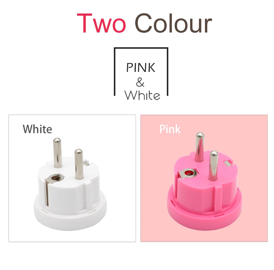 2 Round Pin Socket US AU To EU Plug USA AUS To Euro Europe Travel Wall Power Plug Charger Outlet Adapter Converter Safety Valve (8)