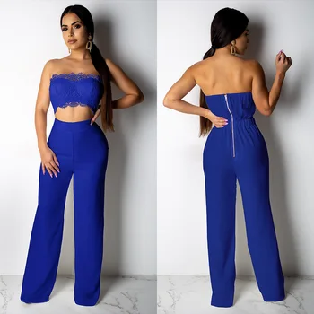

Elegant Women Two Piece Suits Strapless Top With Pants Women Two Piece Set