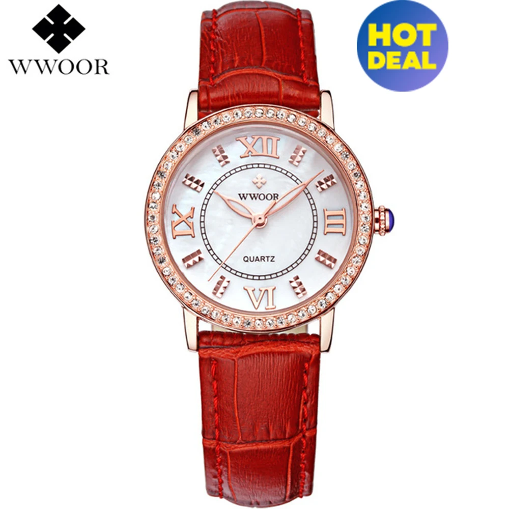 

WWOOR Top relogio femininomontre femme marque de luxe watch Fashion Casual Ladies Analog Quartz montre femme Clock Women 8807