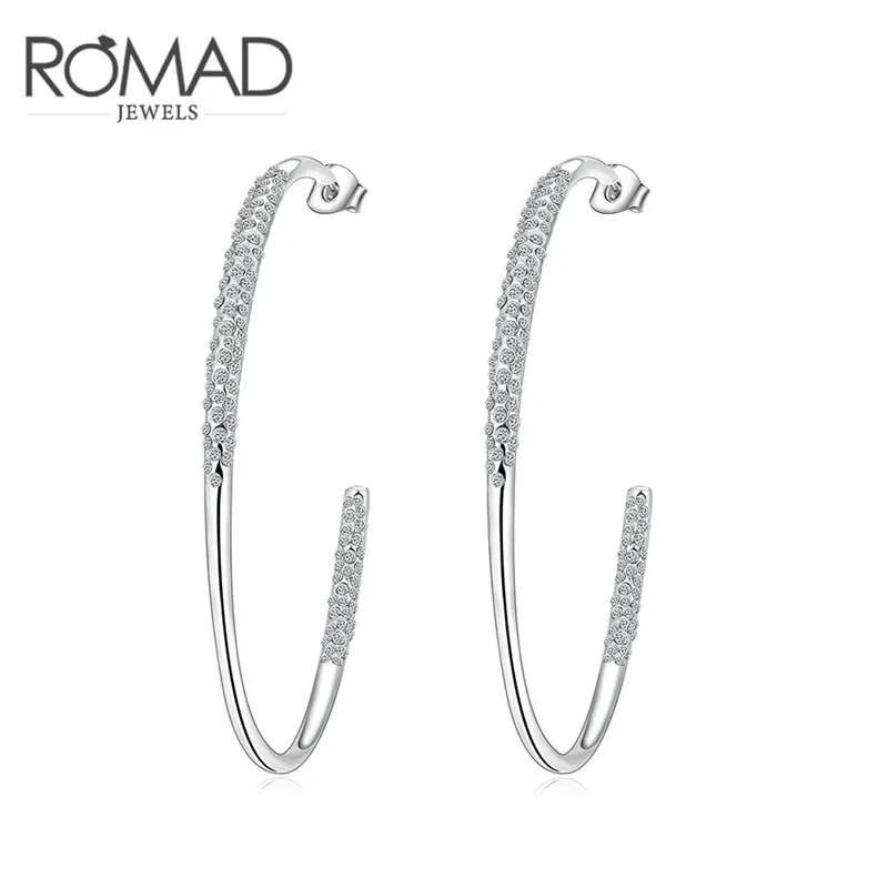 

ROXI ROMAD Brand White Gold Color Ear Stud Earrings For Women Genuine Austrain Crystal Letter C Earrings Fashion Jewelry Gift