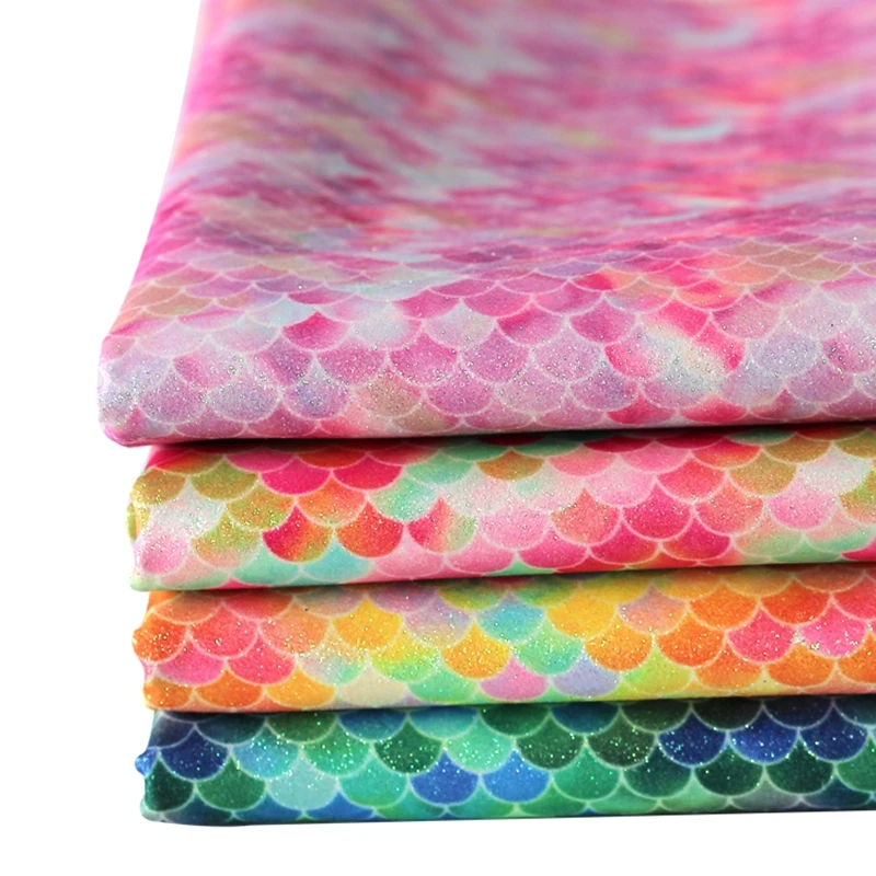 

Faux Leather waterproof Mermaid Holographic Brilliant Glitter PU fabric for bag Hairpin Crafts DIY dolls Material A77