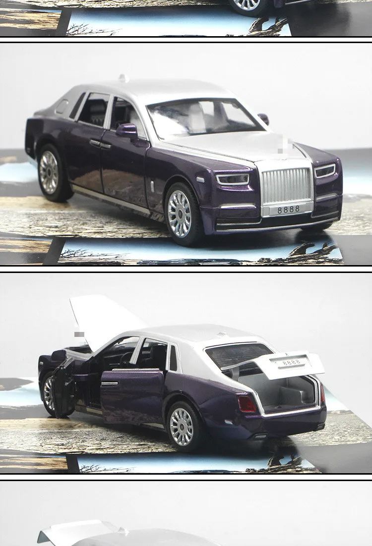 1:32 Scale Rolls Royce Alloy Diecast Metal Car Model Sound Light Pull Back SUV 7 Doors Can Be Opened For Kids Toys