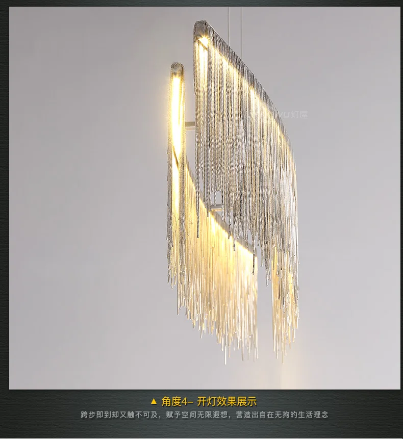 Современный дизайнер декоративные Открытый Подвесные Светильники Nordic кисточкой ресторан роскошный отель инженерных цепи гостиная