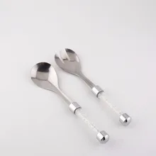 2017 New Good Quality Stainless Steel Salad Tool Big Fork Set Crystal Tableware Set for Salad with Rhinestone Stem and Gift Box