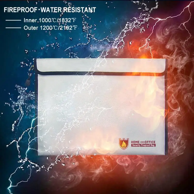 

15" X 11" Fireproof Document Bag File Holder Waterproof Horizontal Vertical Design Multifunctional Document Bag #919 New