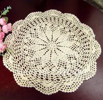 

Free shipping wholesale 100% cotton hand made Crochet cup mat,Ecru Doily 40CMX40CM 6PCS/LOT