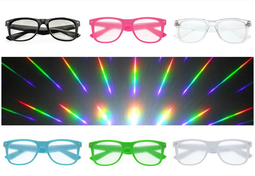 1pcs HONY 3D Ultimate Diffraction Glasses-3D Prism Effect EDM Rainbow Style Rave Frieworks Starburst Glasses for Festivals