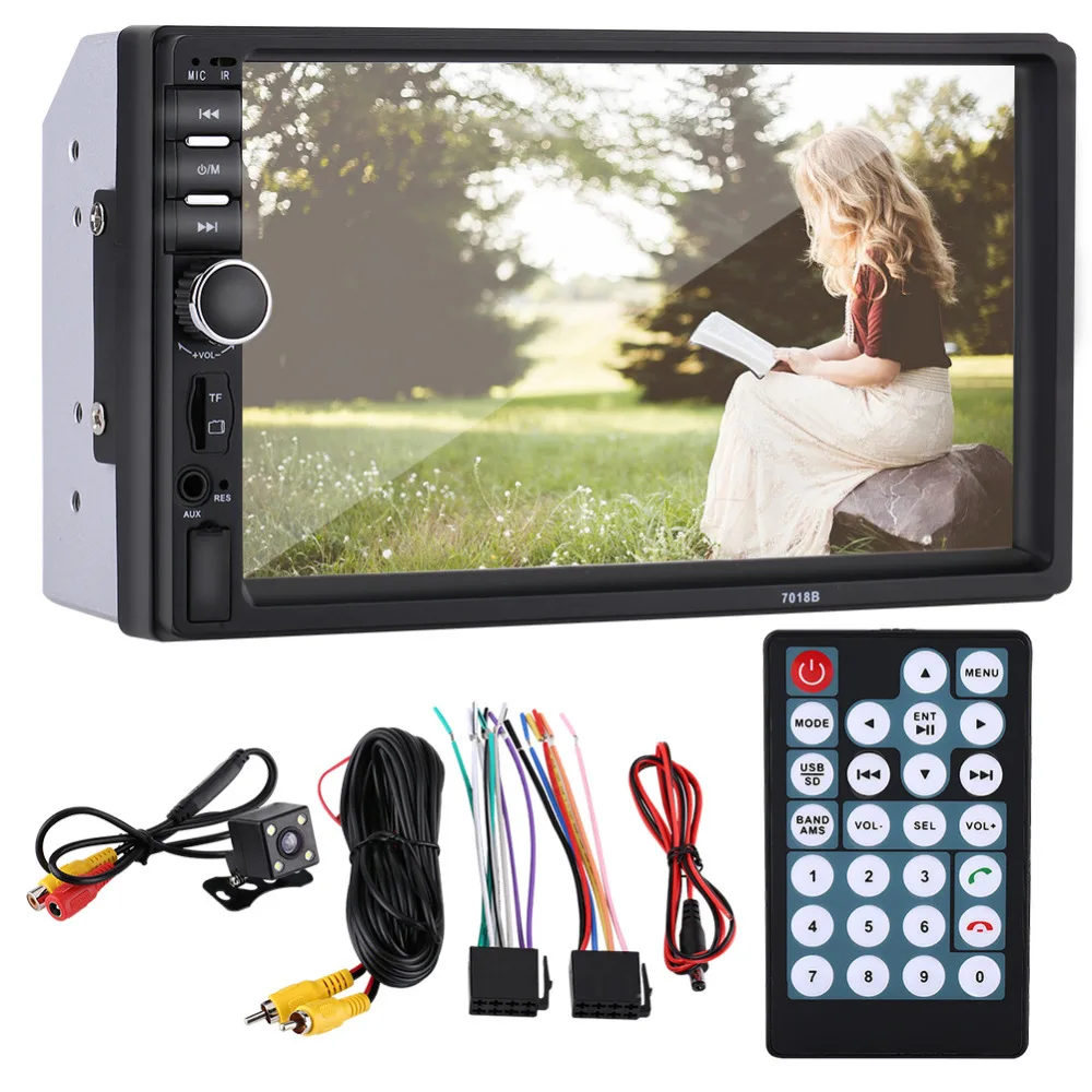 7 дюймов HD Сенсорный экран Bluetooth автомобильный MP5 плеер FM радио авто MP4 видео плеер USB AUX дистанционного Управление зеркало заднего вида Камера