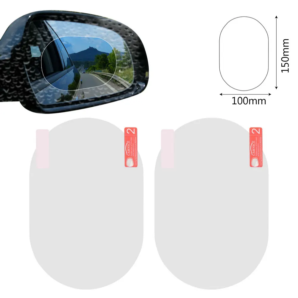 2PCS/Set Anti Fog Car Mirror Window Clear Film Anti-glare Car Rearview Mirror Protective Film Waterproof Rainproof Car Sticker - Название цвета: white oval 10x15cm