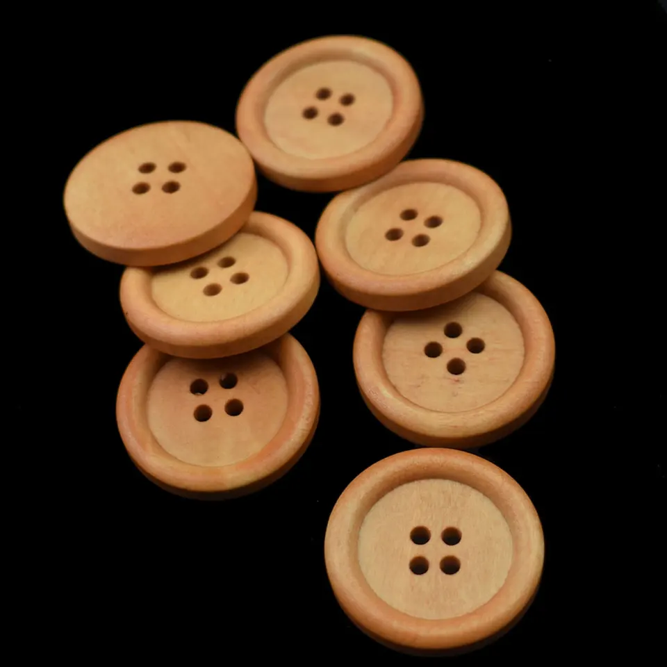 follwer0 30pcs Botones de Madera Ronda 4 Agujeros Costura Scrapbooking DIY Accesorios para Ropa