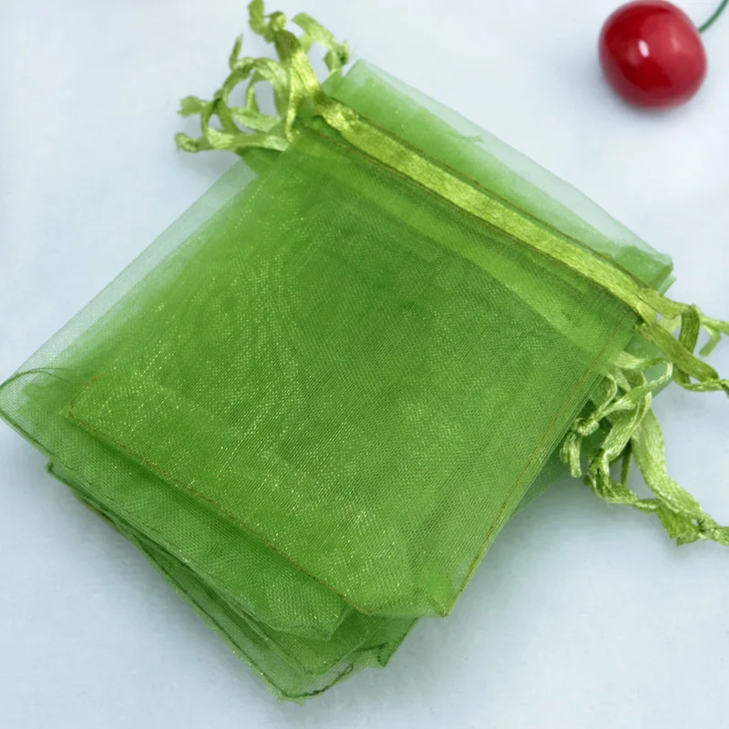 50 шт. 10x15 см Прозрачные сумки из органзы для дня рождения Свадебная Упаковка для конфет подарок на Рождество, Хэллоуин для обертывания коробок сумки - Цвет: Армейский зеленый