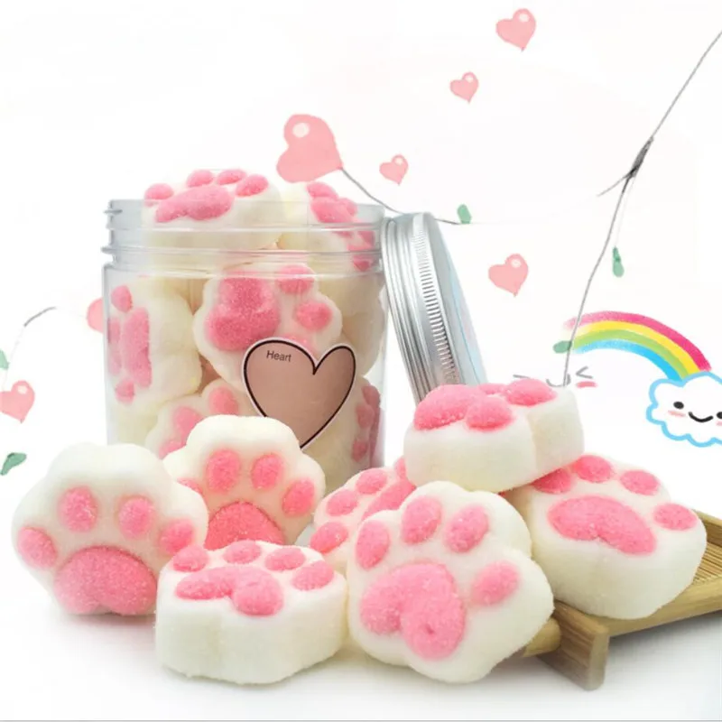 

New multi-flavored cat puff marshmallow canned pink cat claw candy Milk tea companion children creative casual snack