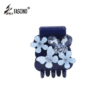 

2018 New Fashion Leather Hair Clips for Girls High Quality Crystal Flower Solid Hair Accessories For Women Hair Claws Clips