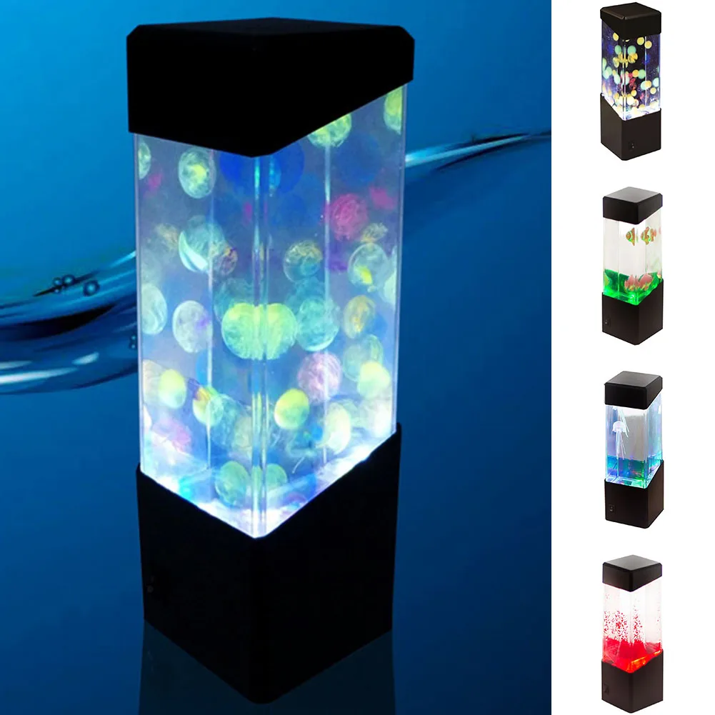 Светодиодный светильник для рабочего стола, RGB, меняющий свет для аквариума, расслабляющий прикроватный столик, ночная лампа с Медузой, праздничный подарок для детей