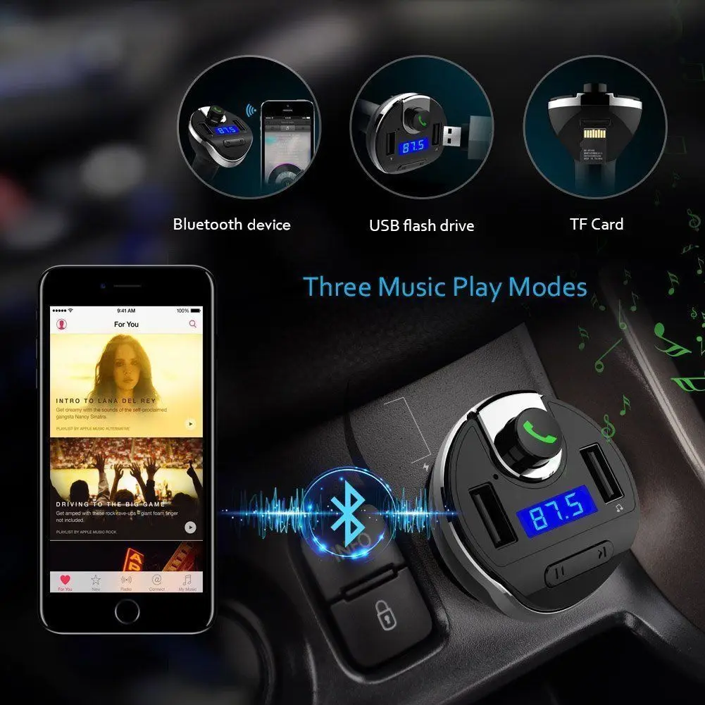 Bluetooth fm-передатчик для автомобиля Hands free в автомобиле fm-радио адаптер автомобильный комплект с USB зарядным устройством Обнаружение напряжения для телефонов