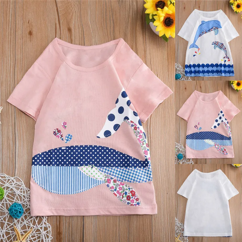 2019 new Toddler Kids Baby Boys Girls Clothes Short Sleeve Cartoon Tops T-Shirt Blouse fashion cute design #4m26 (8)
