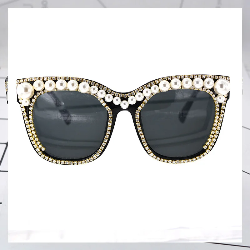 Crystal Pearl Sunglasses Women Luxury Brand Designer Baroque Retro