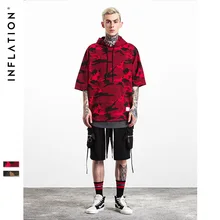 INFLATION 2017 New Arrival OversizeCamouflage Men’s Hooded Male Streetwear Sweatshirts Hip Hop Autumn CAMO Half Sleeves Hoodies