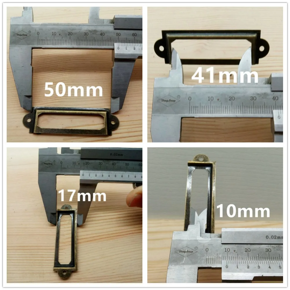 10 шт. 60*17 мм Винтаж металлические этикетки тянуть рамки ручка бронза/красный Медь/золотой для имя файла держатель для карт ящик Дело Bin