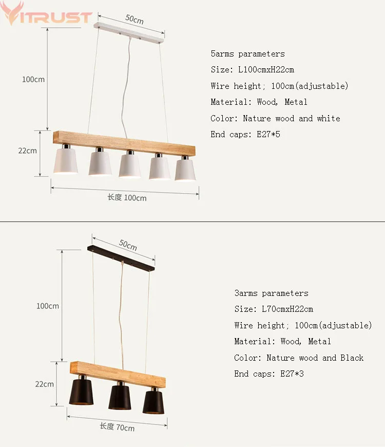 Деревянные подвесные светильники из витржавчины, скандинавские подвесные светильники для гостиной, столовой, потолочные лампы Lampadari, Светильники для дома, спальни, офиса, черные, белые