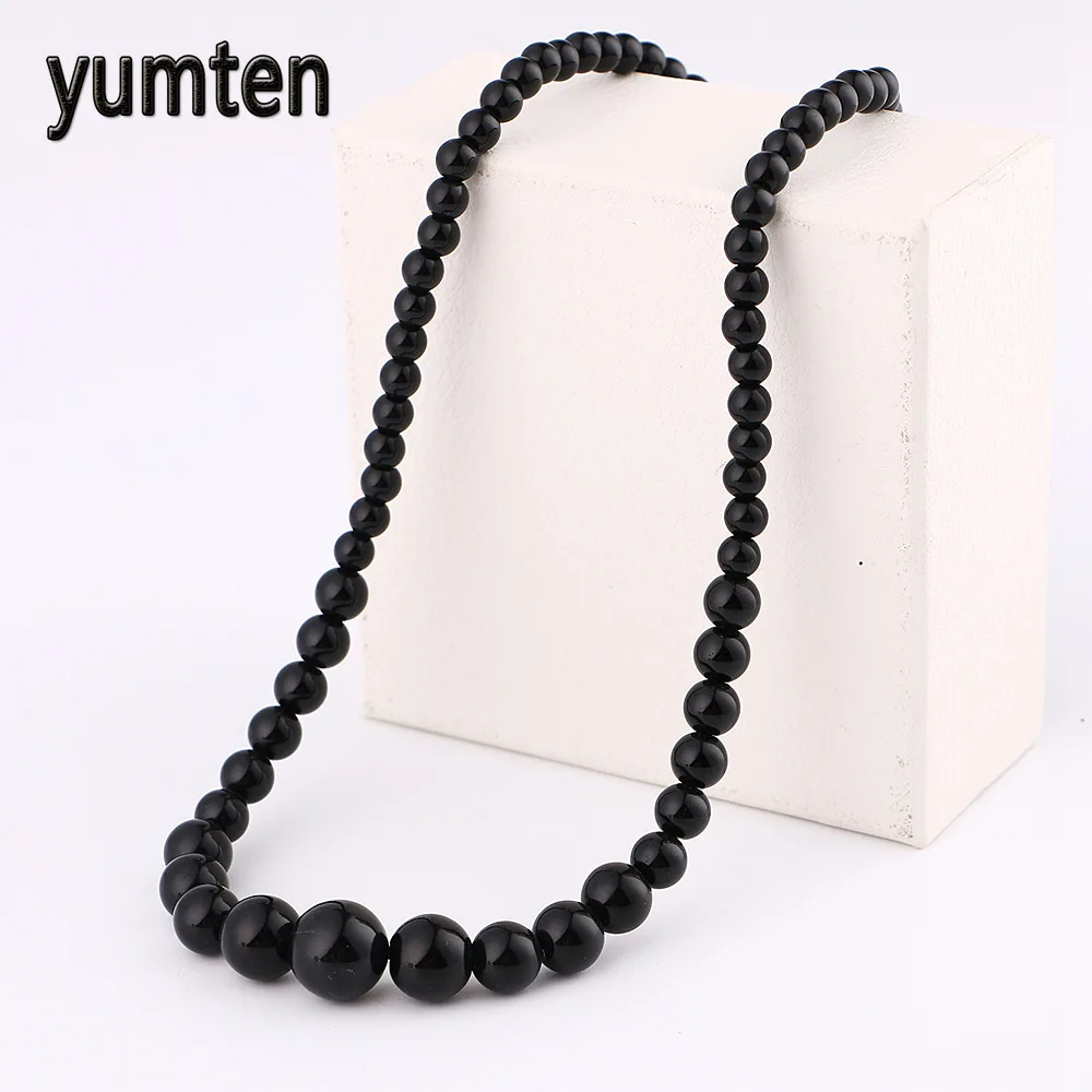 

Yumten Obsidian Necklace Natural Stone Power Crystal Women Jewelry Bead Chain Zelda World Of Warcraft Vintage Steampunk Tesbih