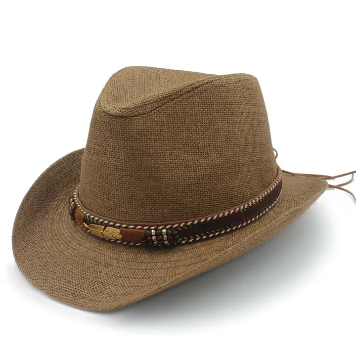 stetson fedora hats Summer Straw Women Men Beach Fedora Hat With Roll Up Brim Cowboy Sombrero Cap Billycock Caps Size 58CM packable fedora