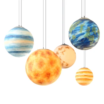 

Planet Pendant lights moon sun model restaurant bedroom foyer decoration droplight Couture Kids room resin 3D Printing pattern
