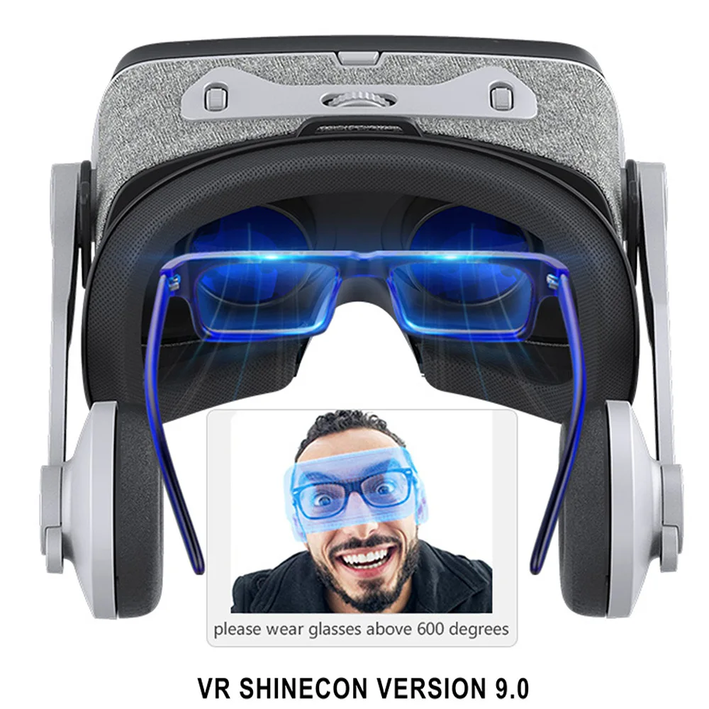 SHINECON Casque 9,0 VR Очки виртуальной реальности 3D очки Google Cardboard VR гарнитура коробка для 4,0-6,3 дюймового смартфона