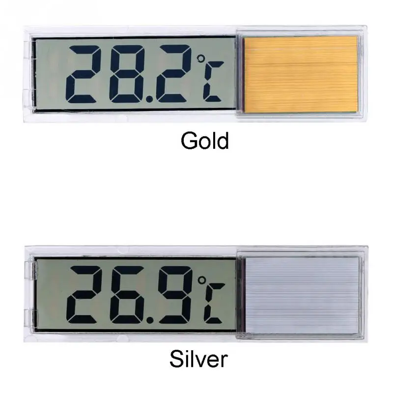 Пластиковый металлический 3D цифровой электронный термометр для аквариума, темп-метр для аквариума, золото, серебро