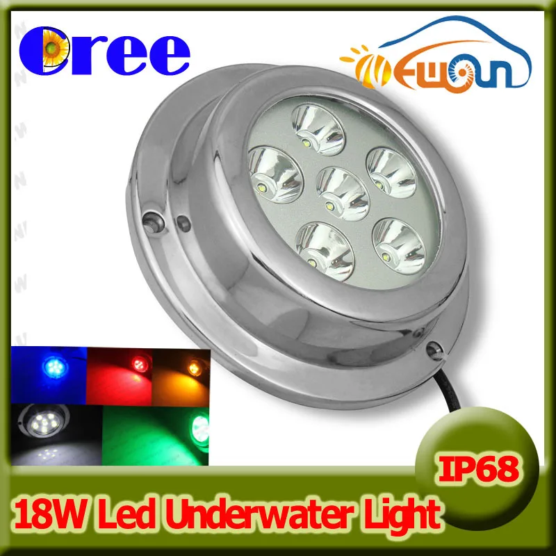 

Super bright 18W LED Underwater Boat Yacht fishing Light, IP68 wakeboard marine light  316 stainless steel led boat lights
