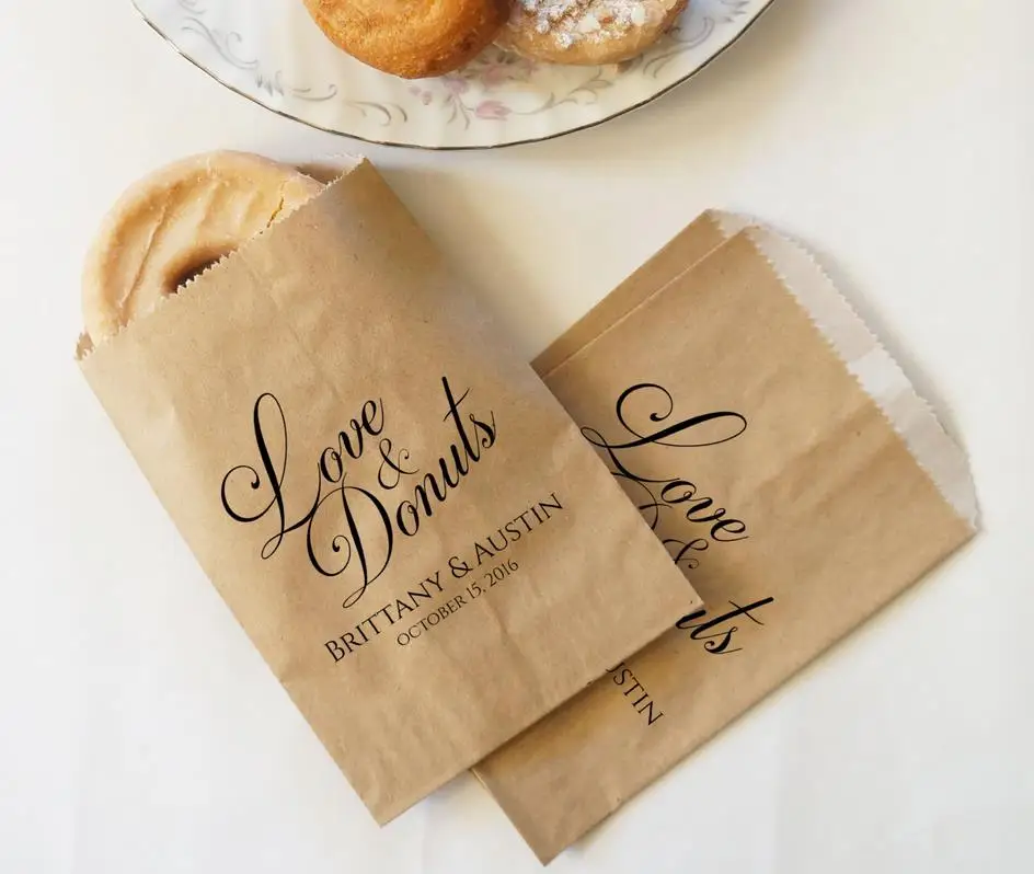 personalized Wedding Favor Pretzels Bridal baby Shower Kraft Paper