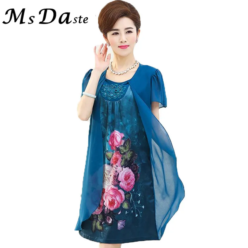 

Summer Vintage Women Dress Tunics 2017 New Elegant Plus Size Floral Print Casual Dresses Chiffon Vestidos Robe Femme 3XL,4XXXXL