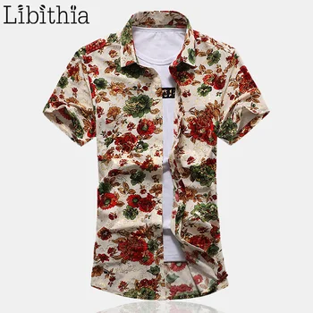 

Short Sleeve Thin Fabric Shirt Men Flower Slim Fit New Summer Casual Men Clothing Floral Shirt Male Big Size 7XL Cotton G037