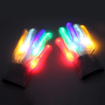 

1 Pair Of Led Gloves Luminous Flower Finger Light Gloves Party Dancing Club Props Flashing Light Up Toys Glowing Cool Gloves