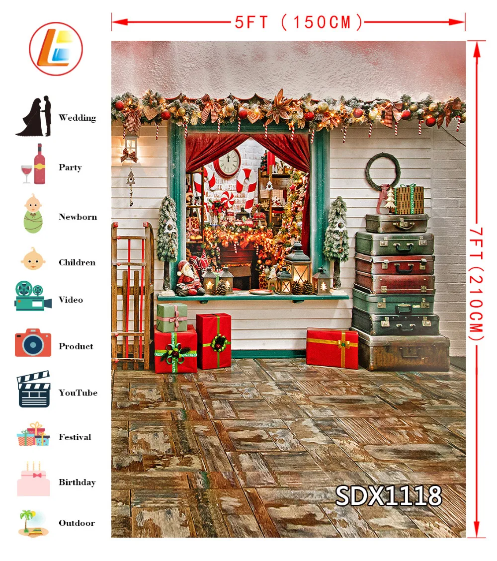 LB 10X10FT виниловые фотографии фоны Рождественский Декор магазин с рождественской