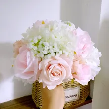 Шелковые Свадебные цветы сад Букет Домашнего Декора цветы букеты невесты розы гортензия букет невесты