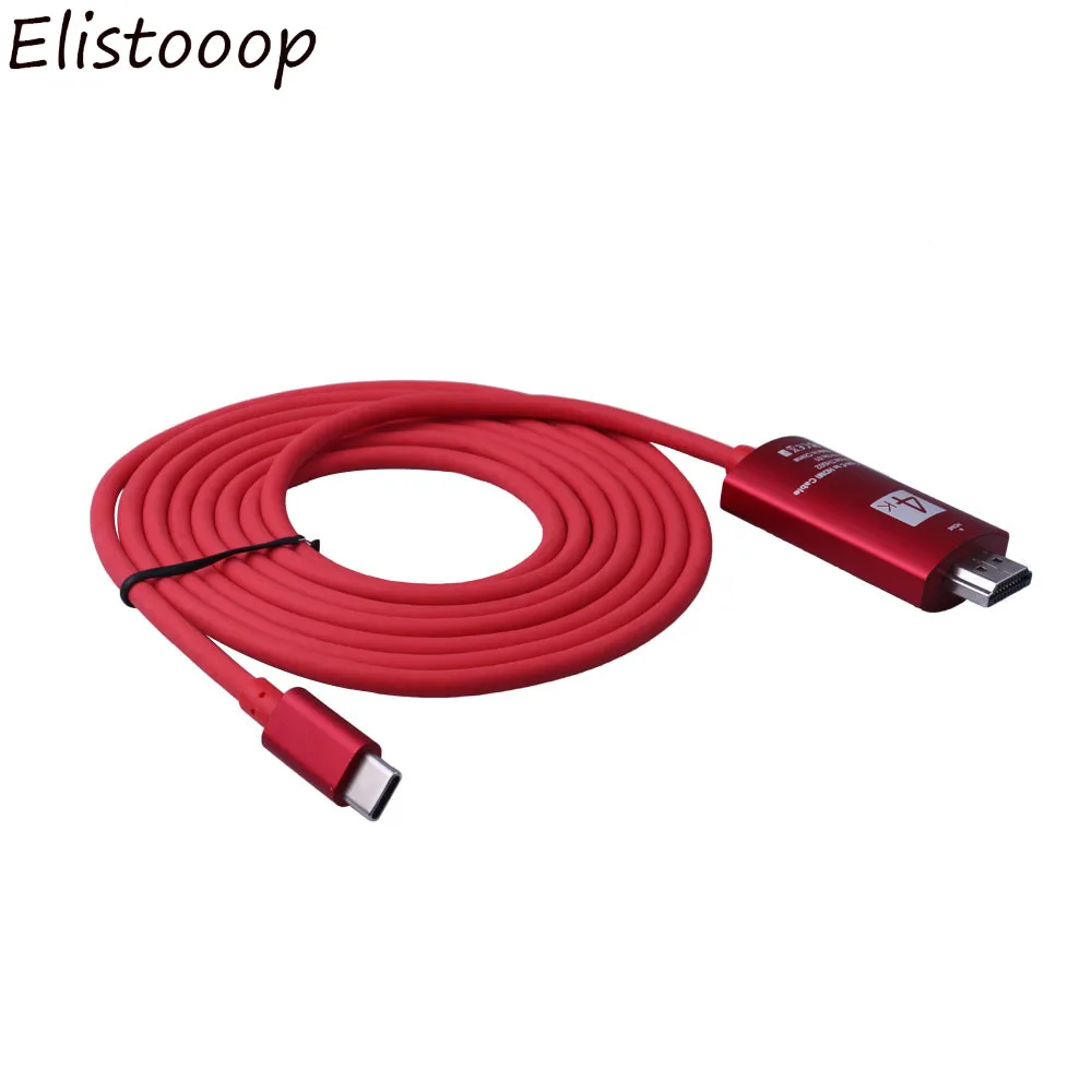 Elistooop USBC кабель переходник с Type C на HDMI 4K HDTV золотистый Кабель адаптер USB 3 1 для hdmi