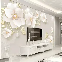 Пользовательские 3D обои ювелирные изделия с тиснением цветок современный простой фреска гостиной диван ТВ фоне стены росписи Papel де Parede 3D