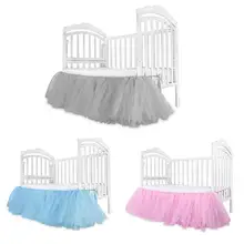 Стиль принцессы детская кровать платье украшения вечерние день рождения стены net украшения детская Раффлед кроватки юбка