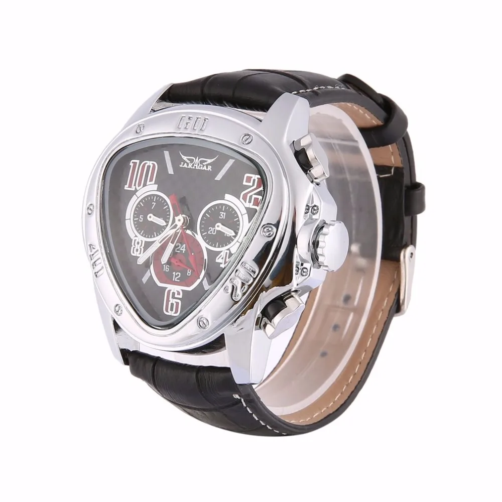 

Fashion Newly Desigh Unisex Watches Women Men Unique Hollowed-out Triangular Dial Leather Band Quartz Wrist Watches