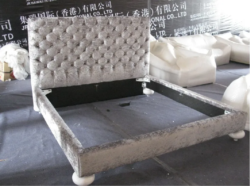 

designer modern fabric bed double king size bedroom with crystal buttons Soft Beds Home Bedroom Furniture camas lit muebles de d