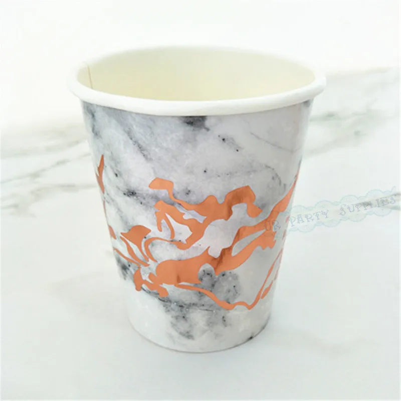 

40pcs Marble Rose Gold Paper Cups Disposable Tableware One-off Paper Cups Birthday Wedding Decor Baby Shower Chd Party Supplies