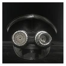 Черная кожаная кепка для ночного клуба из Германии с козырьком, армейская шляпа, кортические армейские кепки, шапка для косплея, шляпа на Хеллоуин, размер M, L, XXL