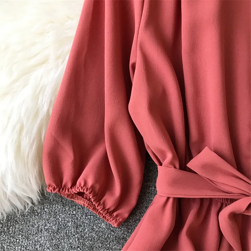 2020 Spring V Neck Summer Bandage Midi Long Dress Vestido De Festa Party tunic dress Women Casual Elegant High Waist Vestidos