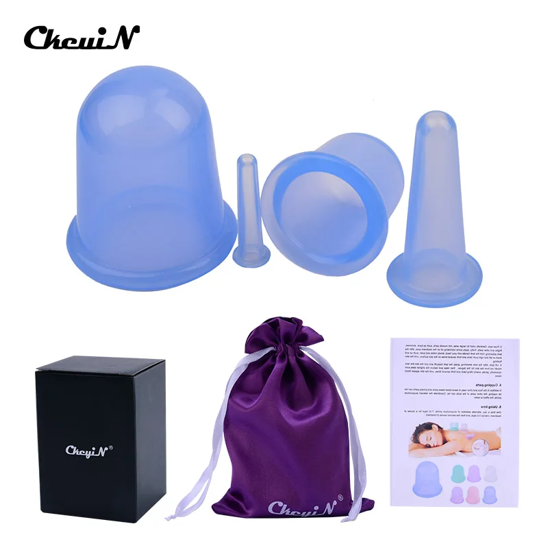 4pcs Silicone Facial Massage Cupping Set Vacuum Body Massager Cups Cellulite Therapy Face Suction Cups Kit